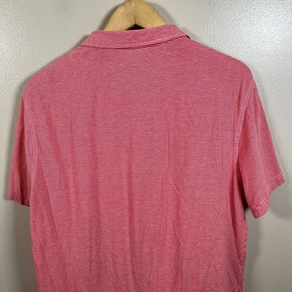 J. Mclaughlin Striped Polo Shirt Mens Size XL Pima Cotton Pink Red Preppy Work - Picture 5 of 7